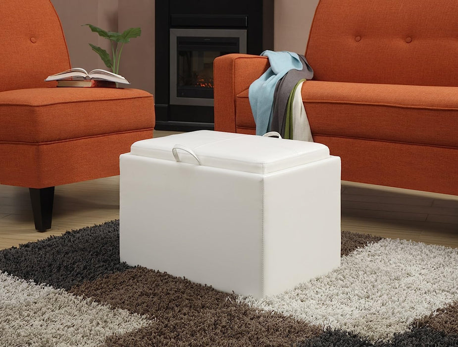 Ivory Accent Ottoman with Storage