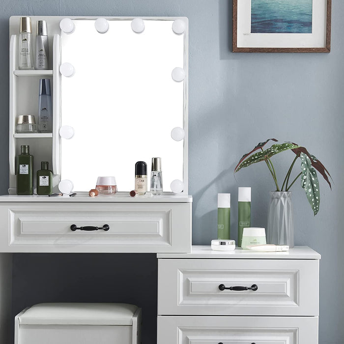 Vanity Desk Set with Lighted Mirror and USB