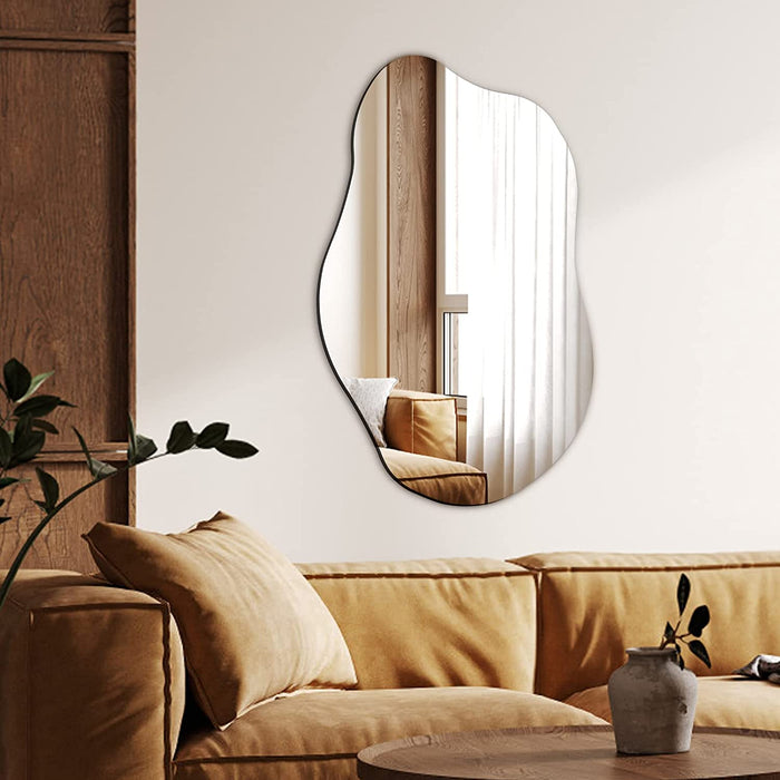 Asymmetrical Wall Mounted Mirror, Wavy Mirror, Irregular Shaped for Living Room, Bedroom, Entryway, 19.7" X33.5“