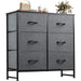 6 Drawer Dark Grey Fabric Dresser