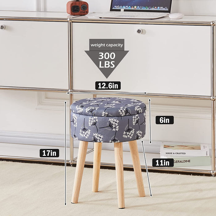 Dandelion Ottoman with Tray Top and Wood Legs