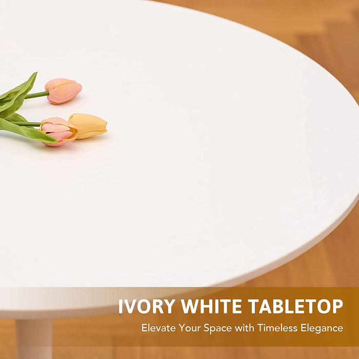 Modern round Dining Table with Steel Pedestal Base