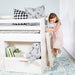 Modern Farmhouse Low Loft Bed with Drawer, White Wash