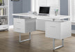 60-Inch White/Silver Metal Office Desk