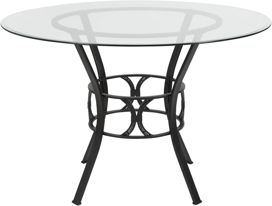 Carlisle round Glass Dining Table, Black, 45″