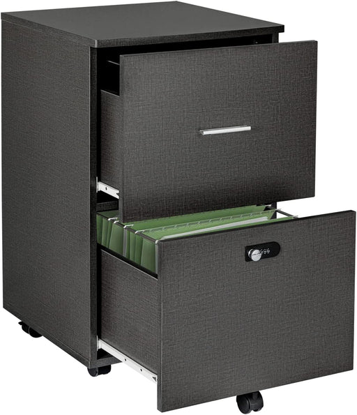 Grey 2-Drawer File Cabinet with Shelves and Lock