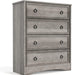 Modern Gray 4 Drawer Dresser, Textured Borders