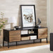 Black and Oak TV Stand for 65 Inch Flat Screen