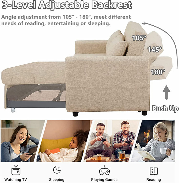 3-In-1 Sofa Bed with Lumbar Pillows