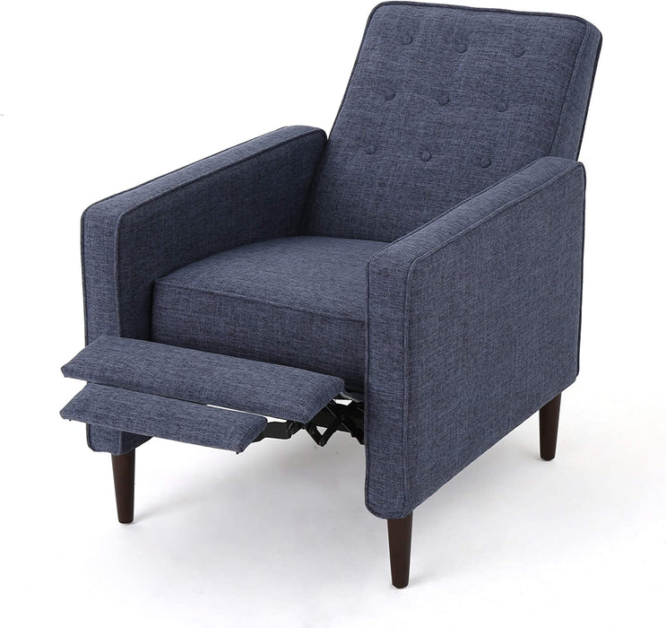 Dark Blue Mid Century Modern Fabric Recliner