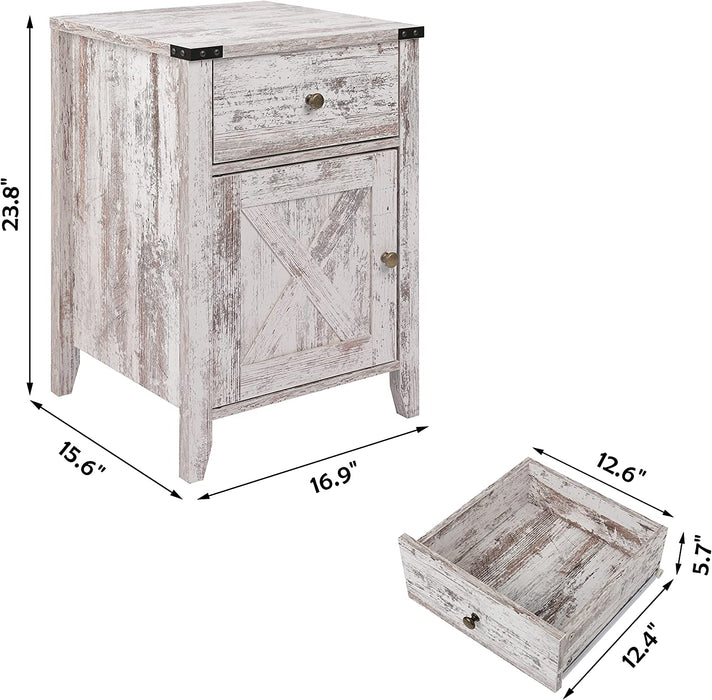 Barnwood Rustic Nightstand, White