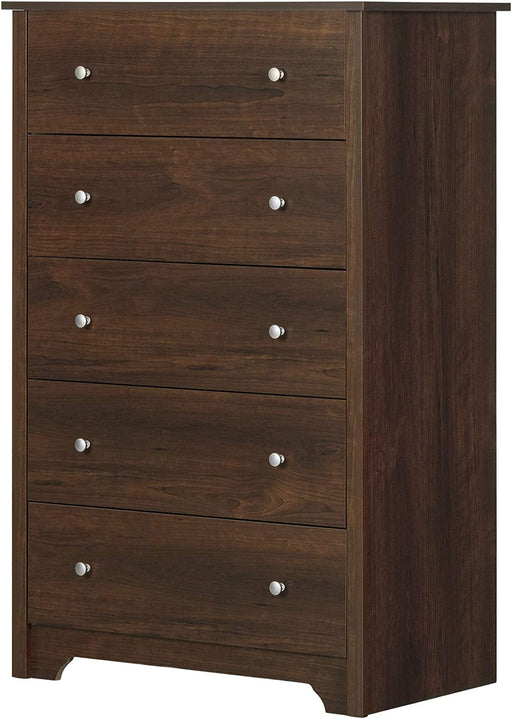 Sumptuous Cherry 5-Drawer Dresser with Nickel Handles