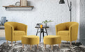 Mustard Yellow Upholstered Accent Chair with Ottoman