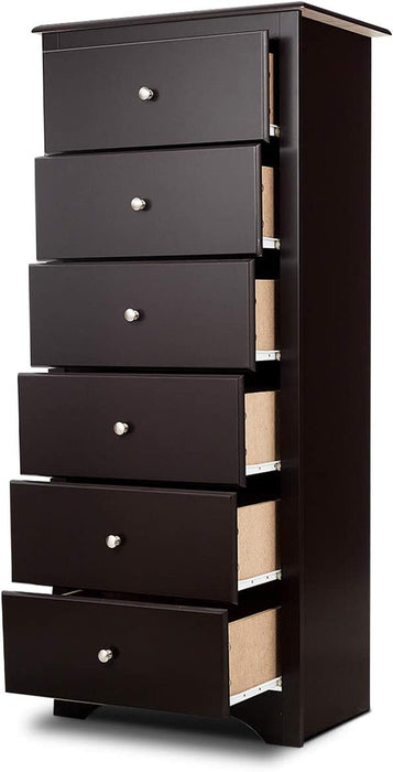 Brown Wooden 6 Drawer Chest for Bedroom