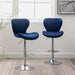 Velvet Adjustable Swivel Barstools, Blue, Set of 2