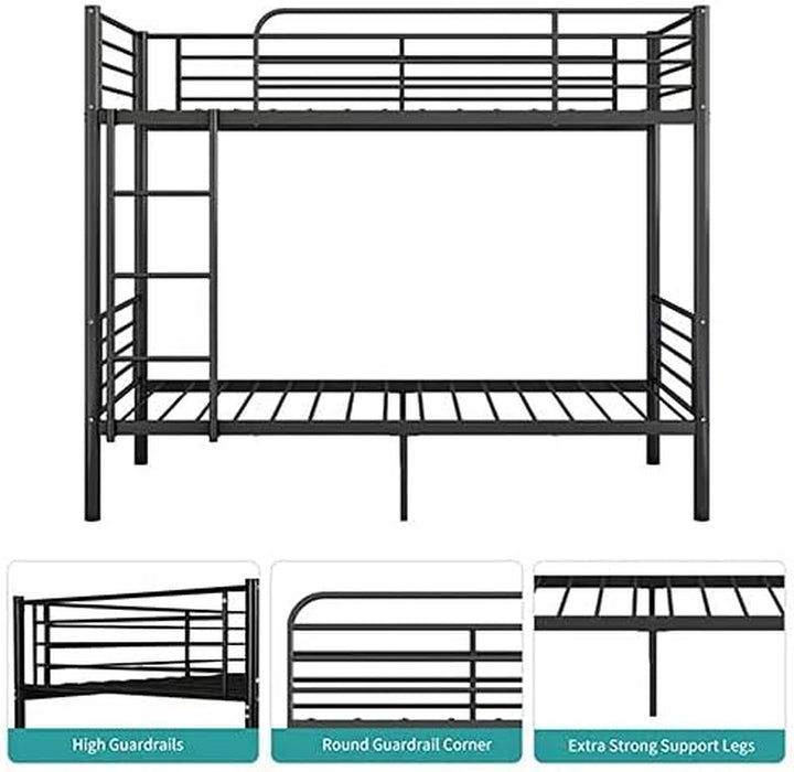 Twin-Over-Full Bunk Bed, Blue Metal