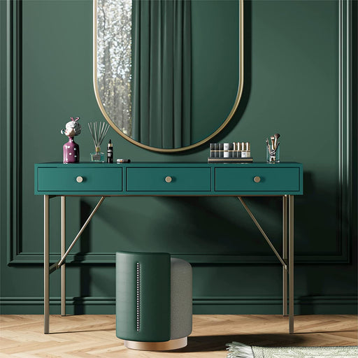 Green Mid-Century Modern Vanity Desk with Drawers
