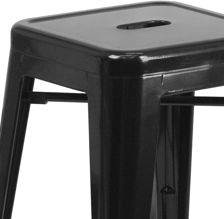 Commercial Grade High Backless Black Metal Barstool