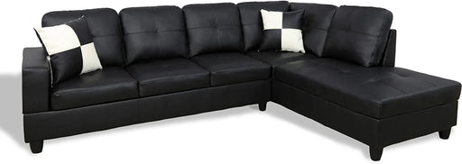 Genesis Sectional Sofa, Black Leather