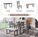 6 Piece Wooden Dining Set for 6 with Cushioned Chairs & Bench