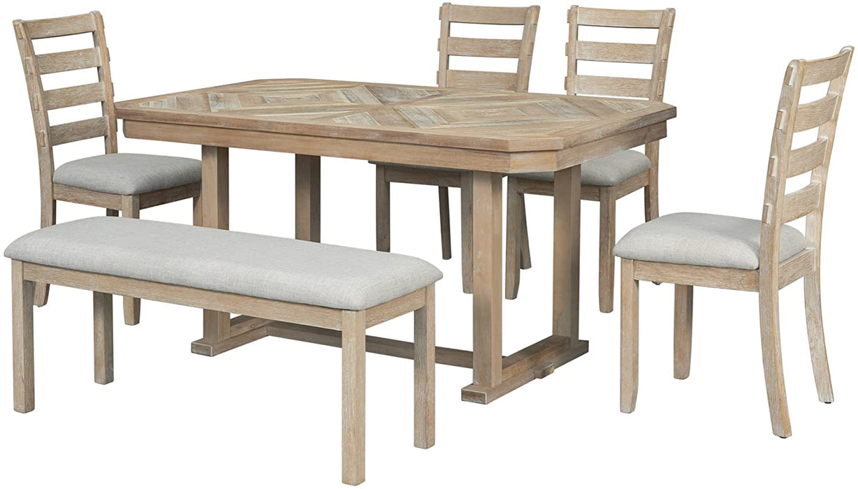 6-Piece Dining Table Set with Bench