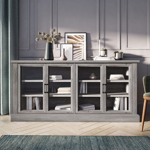 Gray Wash Sideboard with Glass Display Cabinet