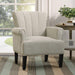 Comfortable Cream Armchair with Wooden Legs and High Back