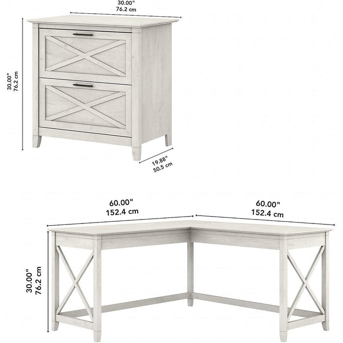Key West L Shaped Desk with Mobile File Cabinet