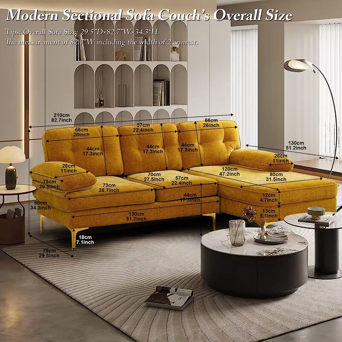 Yellow Small L-Shaped Sectional Sofa