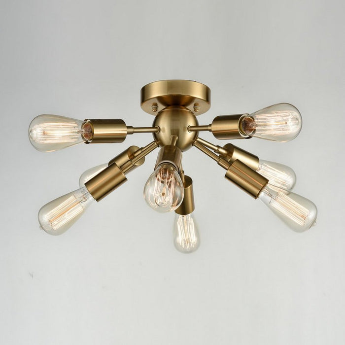 CLAXY Antique Brass Sputnik Chandelier with 8 Socket Flush Mount Ceiling Light