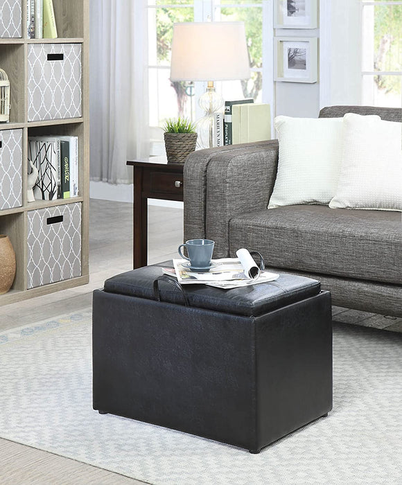 Black Accent Ottoman with Storage Space