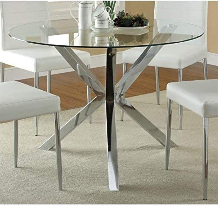 COASTER Vance Contemporary Glass Top round Dining Table