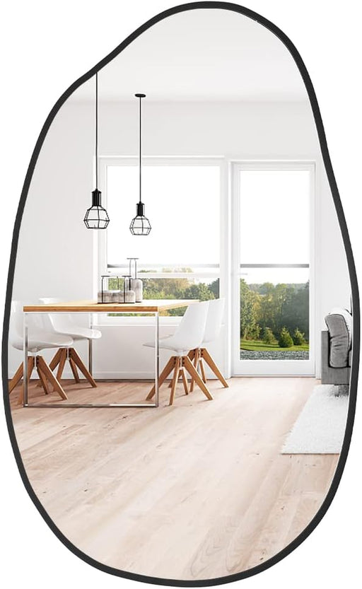 Irregular Wall Mirror Asymmetrical Mirror with Black Frame Wall Mounted Mirror 33.5''X 20.5''