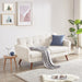 Cream Beige Button Tufted Loveseat Sofa