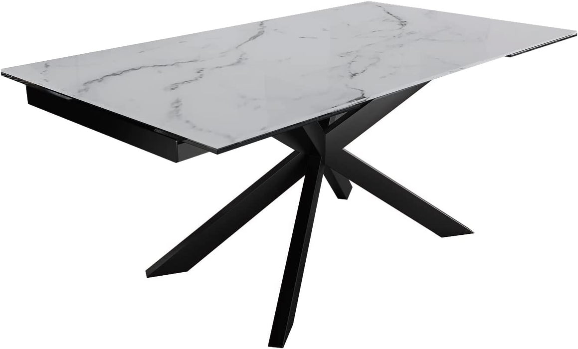 Expandable Rectangle Dining Table, 70.9″-110.2", Stones White