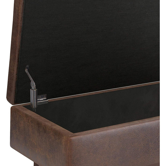 Mid Century Modern Storage Ottoman in Chestnut Brown