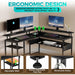 L-Shaped Computer Desk with LED Strip, Black