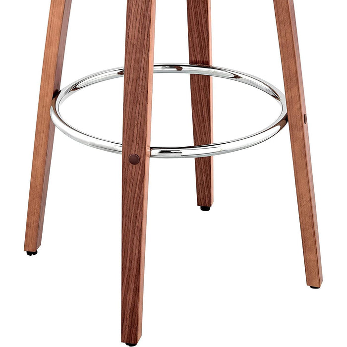 Cream Faux Leather Walnut Wood Bar Stool