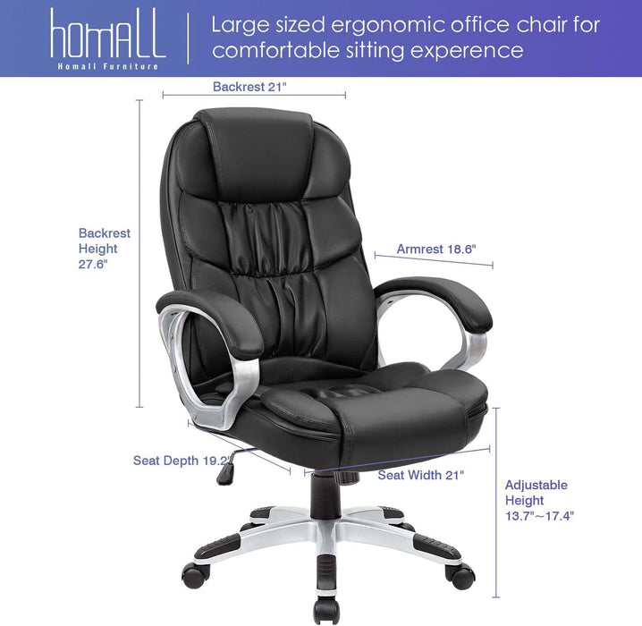 Modern High-Back Executive Office Chair with Lumbar Support