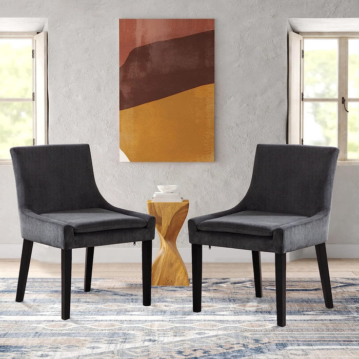 Set of 6 Grey Corduroy Mid-Century Modern Chairs