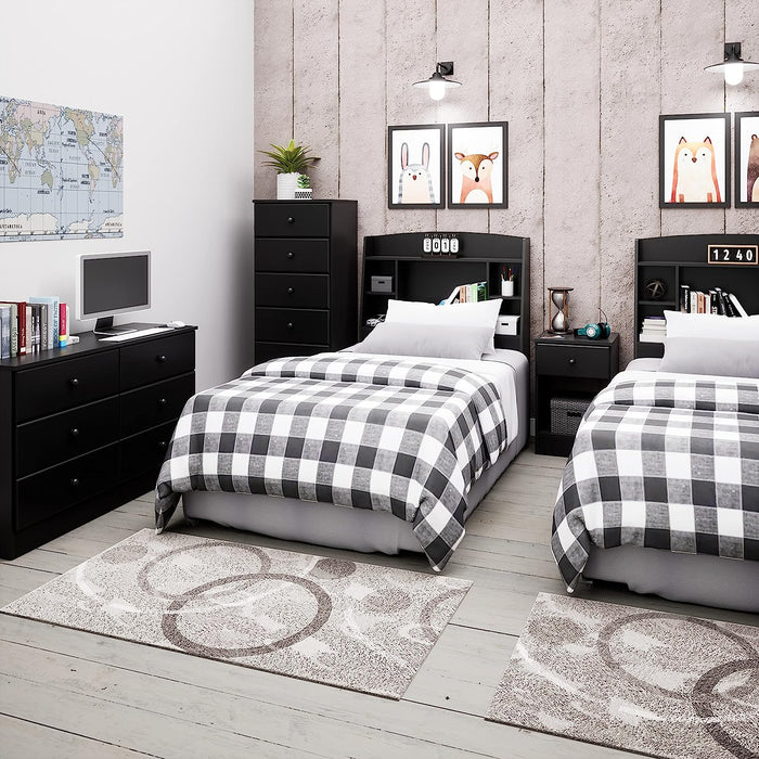 Black Astrid 6 Drawer Tall Chest for Bedroom