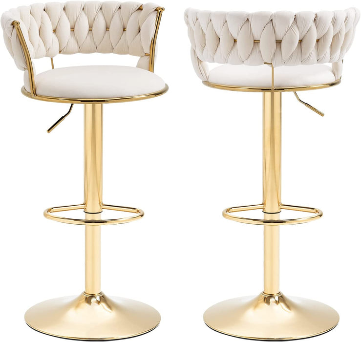 Velvet Swivel Barstools, Set of 2