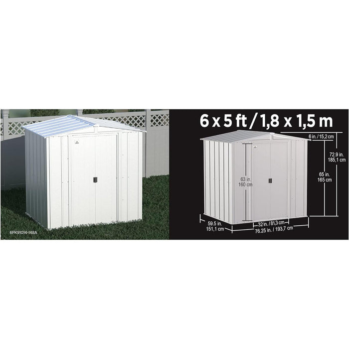 Classic Steel Storage Shed, 6X5, Flute Grey