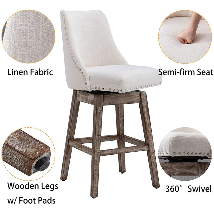 Upholstered Stool Chairs with Back and Wood Legs, Set of 4