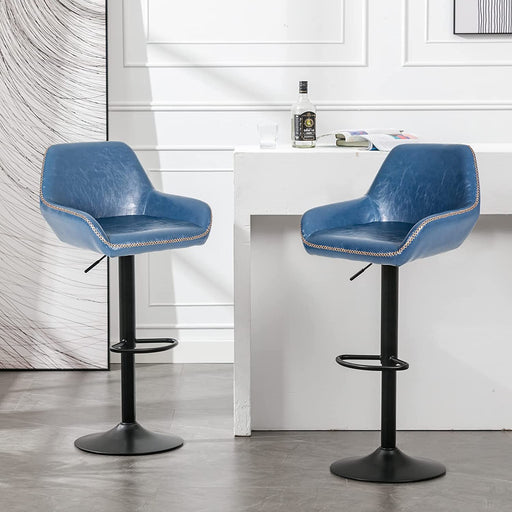 Modern PU Leather Barstools with Arms, Set of 2