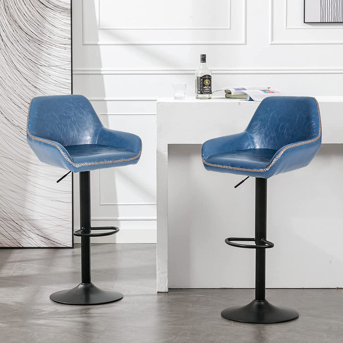 Modern PU Leather Barstools with Arms, Set of 2