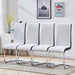 White Glass Dining Table and Faux Leather Chairs Set