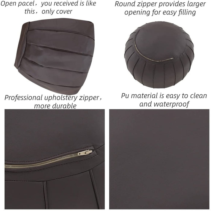 Unstuffed Faux Leather Ottoman Pouf Cover