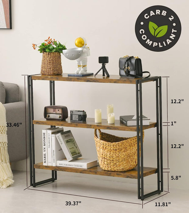 Rustic 3-Tier Bookcase for Home and Office