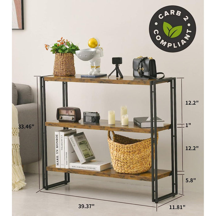 Rustic 3-Tier Bookcase for Home and Office